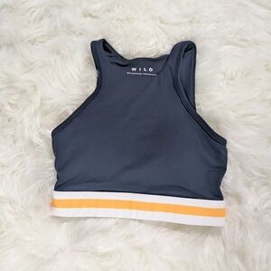 New WILO The Label Contour Bra Navy Marigold High Neck Sports Bra WL-237-15-XS